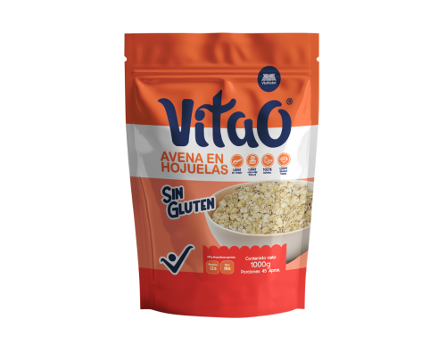 Avena en Hojuelas Vitao: cereal integral alto en fibra y energía natural, ideal para desayunos o recetas saludables.
