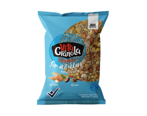 Granola sin Azúcar VitaGranola: nutritiva, crujiente y sin azúcares añadidos. Ideal para un desayuno saludable y equilibrado.